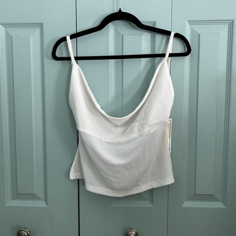 Y2K 1001 Nights White Cowl Neck Open Back Spaghetti Strap Tank Top Juniors 13/14